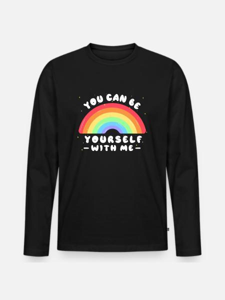 Mit mir kannst du du selbst sein - LGBTQ Ally - Pride - Männer Premium Bio Langarmshirt - Schwarz