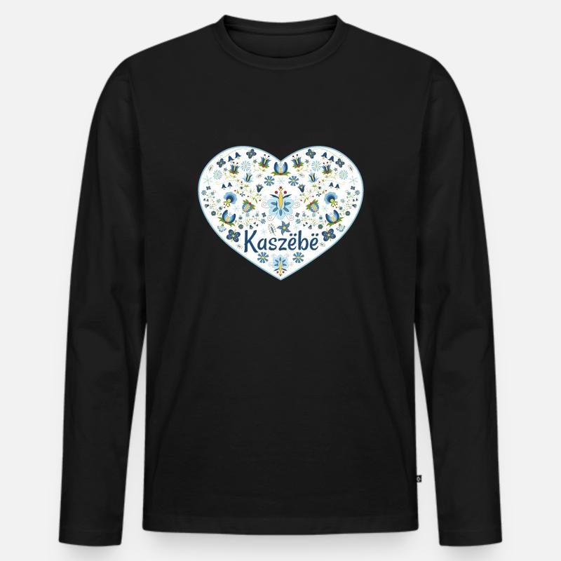 Das Herz von Kaszebe - Männer Premium Bio Langarmshirt - Schwarz