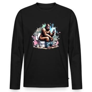 Faire des trucs impertinents Drôle Bigfoot - T-shirt manches longues Premium bio Homme - noir - Devant - Nico (187cm)