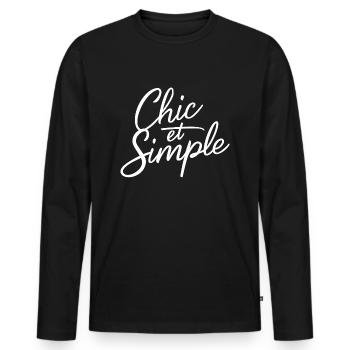 Chic et simple - T-shirt manches longues Premium bio Homme - noir - Devant - Nico (187cm)