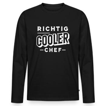 Richtig cooler Chef - Männer Premium Bio Langarmshirt - Schwarz - Vorne - Nico (187cm)