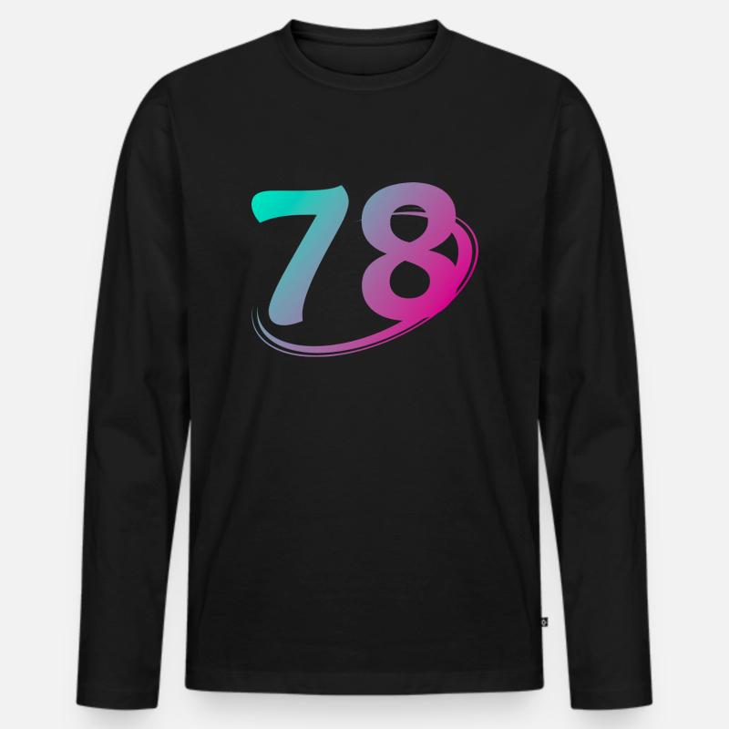 Nummer 78 mehrfarbig - Männer Premium Bio Langarmshirt - Schwarz
