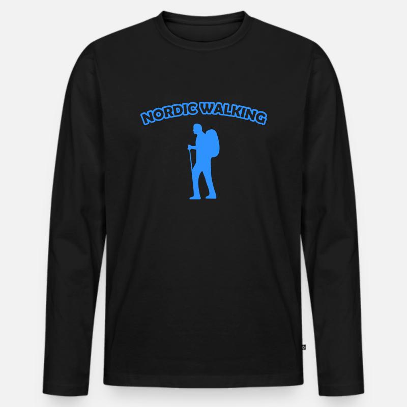 walking nordic - Männer Premium Bio Langarmshirt - Schwarz