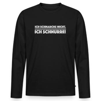 Ich schnarche nicht ich schnurre | Katze - Männer Premium Bio Langarmshirt - Schwarz - Vorne - Nico (187cm)