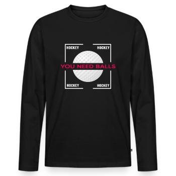 Hockey Hockey Club Joueur de hockey Balle de hockey - T-shirt manches longues Premium bio Homme - noir - Devant - Nico (187cm)