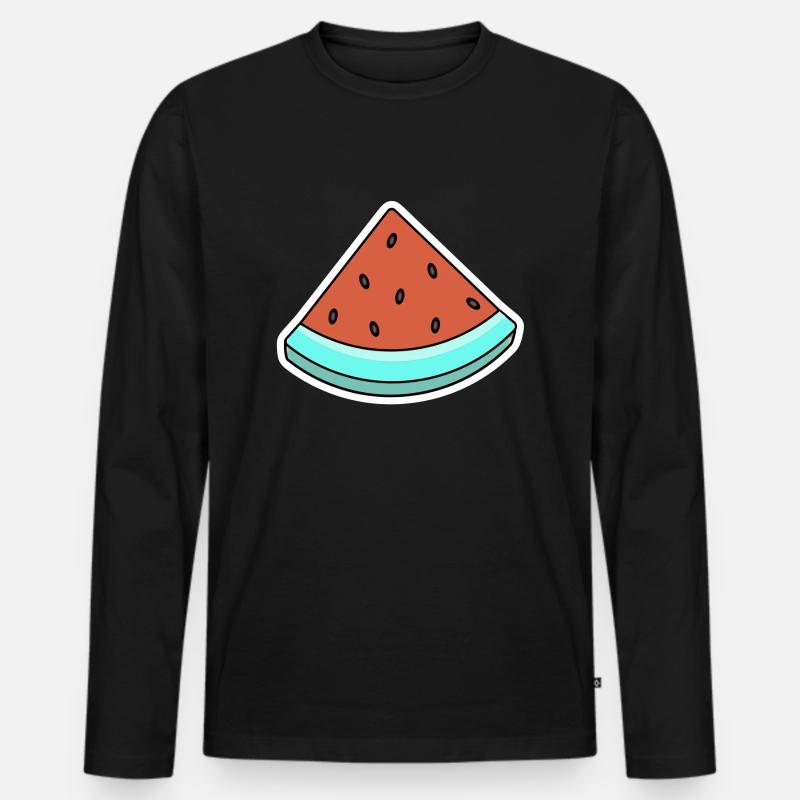 Melone Summer Comic - Männer Premium Bio Langarmshirt - Schwarz