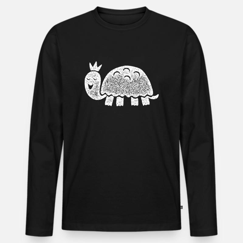 lachende Schildkröte mit Krone - Männer Premium Bio Langarmshirt - Schwarz