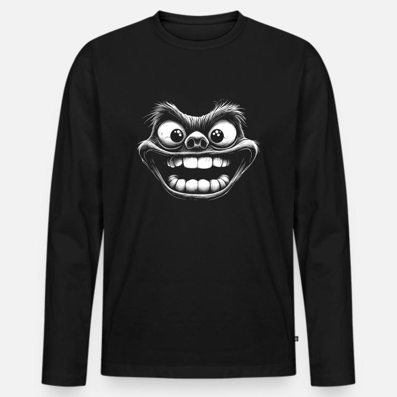 Lustiges Gesicht / Freak - Männer Premium Bio Langarmshirt - Schwarz