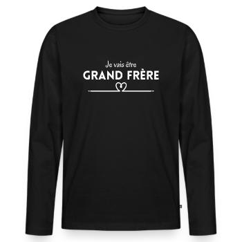 Ich werde großer Bruder sein - Bald großer Bruder - Männer Premium Bio Langarmshirt - Schwarz - Vorne - Nico (187cm)