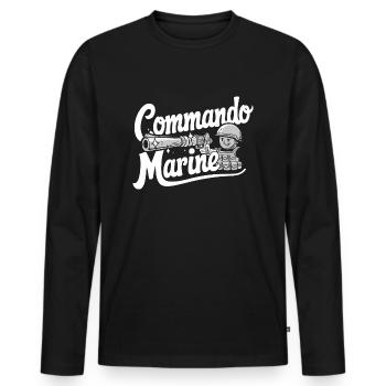 Commando Marine - T-shirt manches longues Premium bio Homme - noir - Devant - Nico (187cm)