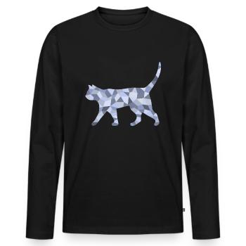 Katze kubistisch - Männer Premium Bio Langarmshirt - Schwarz - Vorne - Nico (187cm)