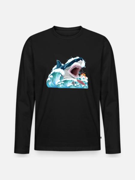 Megalodon attacks! - Men's Premium Organic Long Sleeve Shirt - black