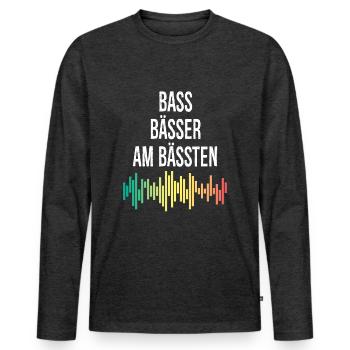Techno - Männer Premium Bio Langarmshirt - Anthrazit meliert - Vorne - Nico (187cm)
