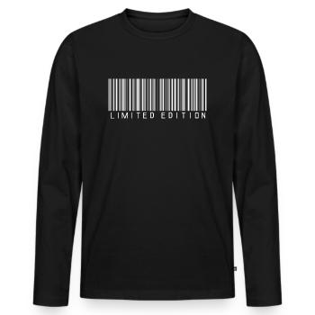 LIMITED EDITION - BARCODE - STRICHCODE - SCANNER - Männer Premium Bio Langarmshirt - Schwarz - Vorne - Nico (187cm)