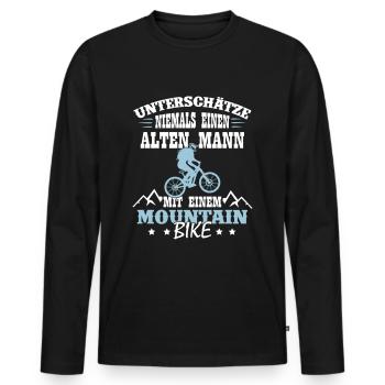 Mountainbike Downhill Bikepark MTB Fully Motiv - Männer Premium Bio Langarmshirt - Schwarz - Vorne - Nico (187cm)
