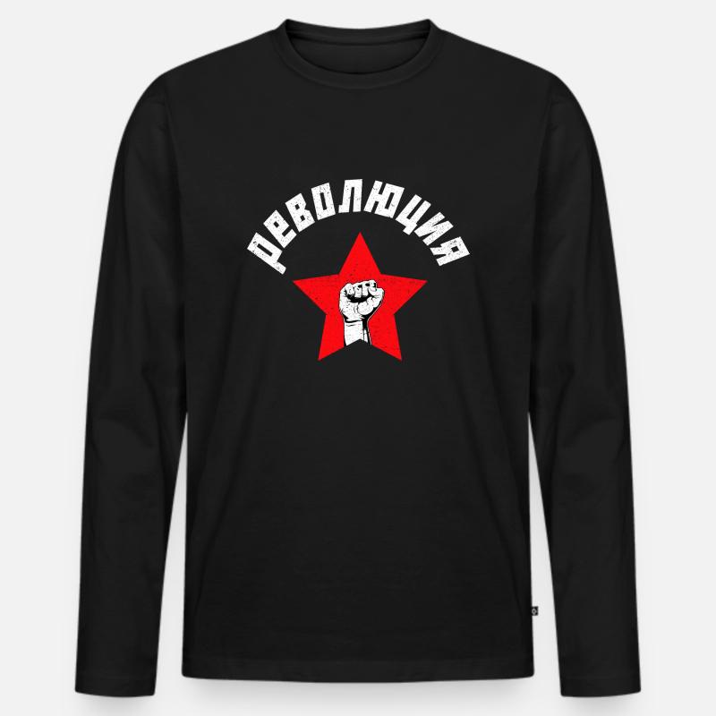 Stern Revolution Faust - Männer Premium Bio Langarmshirt - Schwarz