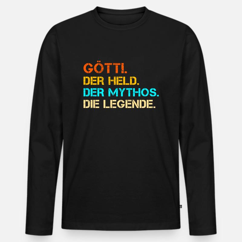 Götti - Männer Premium Bio Langarmshirt - Schwarz