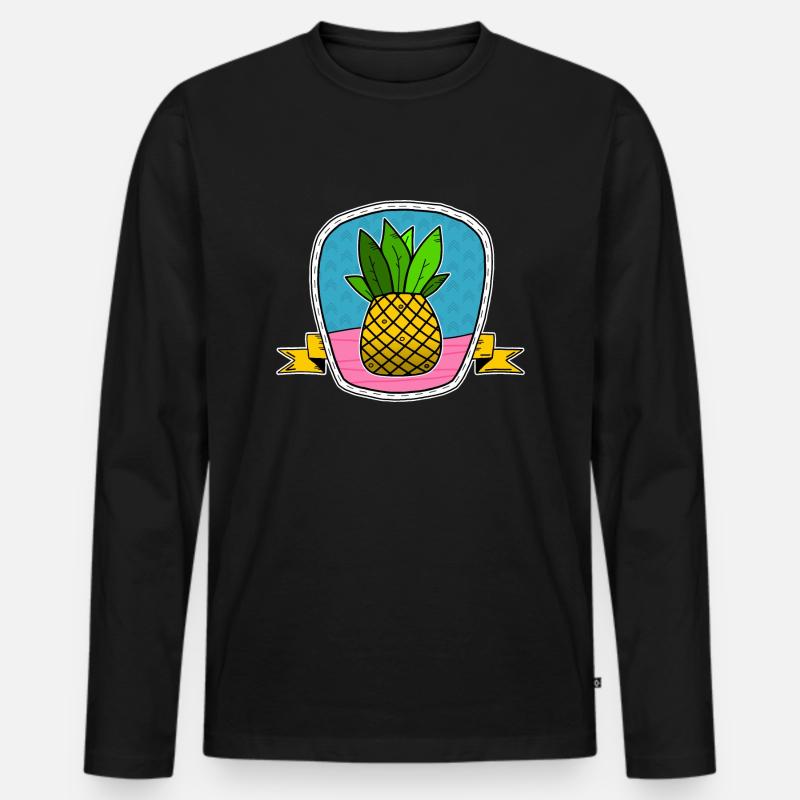 Schild ananas - Männer Premium Bio Langarmshirt - Schwarz
