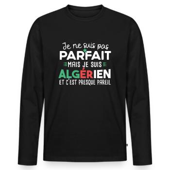 Algérien homme fier. Algérie. Cadeau t-shirt pays - T-shirt manches longues Premium bio Homme - noir - Devant - Nico (187cm)