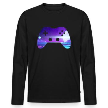 controller - Männer Premium Bio Langarmshirt - Schwarz - Vorne - Nico (187cm)