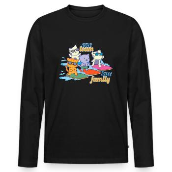 équipe famille chat surf chef mère - T-shirt manches longues Premium bio Homme - noir - Devant - Nico (187cm)