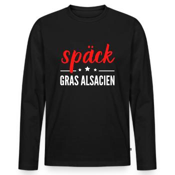 späck gras alsacien - T-shirt manches longues Premium bio Homme - noir - Devant - Nico (187cm)