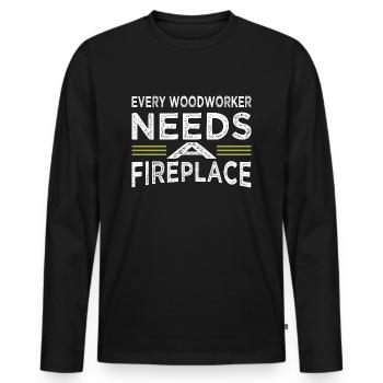 felling forestry best woodworker chop wood - Männer Premium Bio Langarmshirt - Schwarz - Vorne - Nico (187cm)