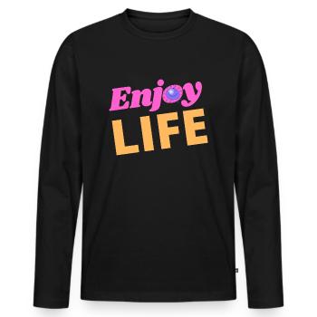 PROFITEZ DE LA VIE - T-shirt manches longues Premium bio Homme - noir - Devant - Nico (187cm)