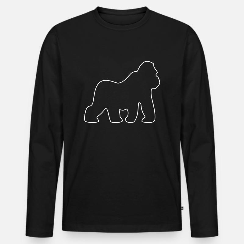 Gorilla, Silberrücken, Affe, Affen, Gorillas, - Männer Premium Bio Langarmshirt - Schwarz