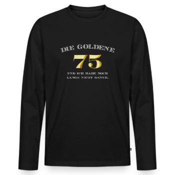 Goldene 75 Geburtstag 75 Jahre - Männer Premium Bio Langarmshirt - Schwarz - Vorne - Nico (187cm)