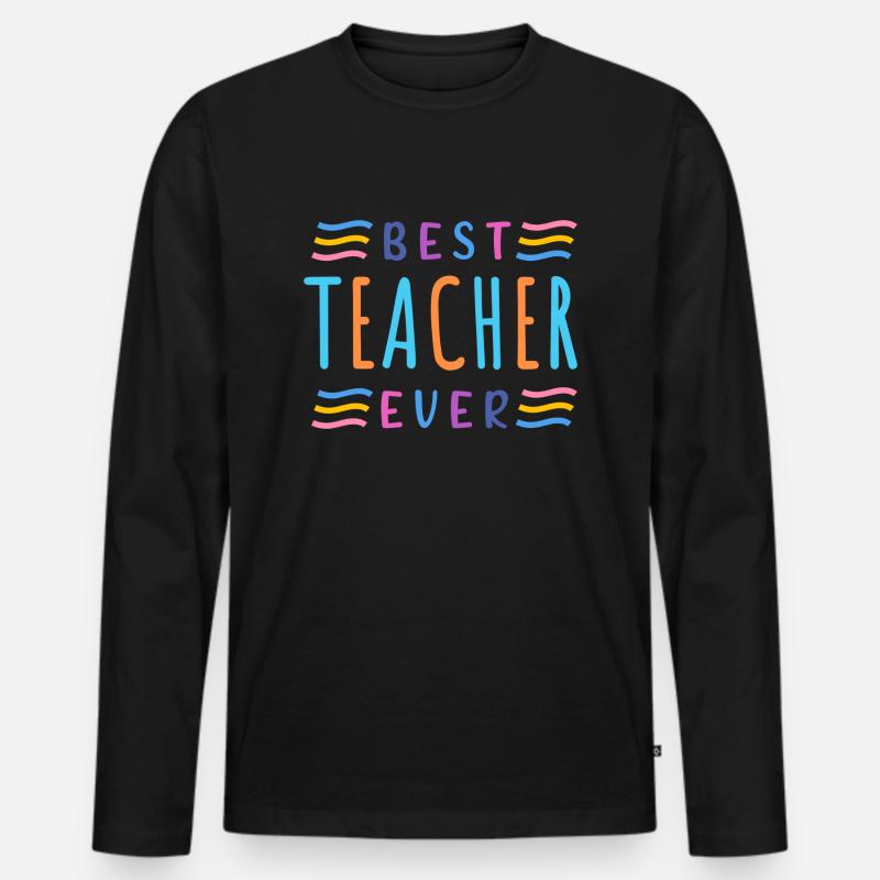 Bester Lehrer aller Zeiten - Männer Premium Bio Langarmshirt - Schwarz