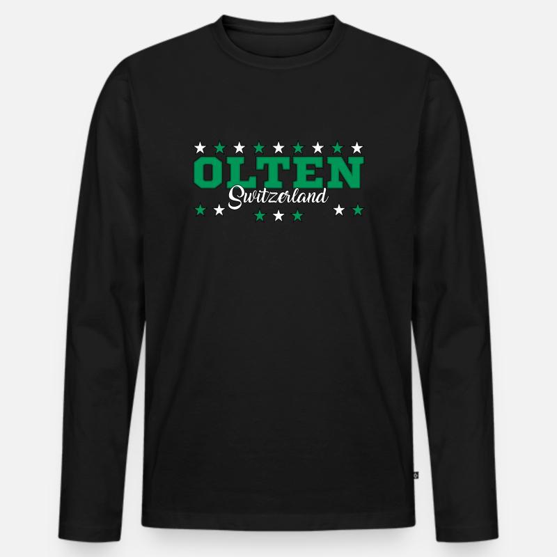 Olten - Männer Premium Bio Langarmshirt - Schwarz