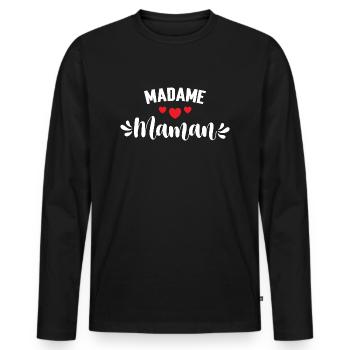 Madame maman - T-shirt manches longues Premium bio Homme - noir - Devant - Nico (187cm)