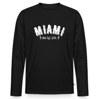 Miami Beach - T-shirt manches longues Premium bio Homme - noir - Devant - Nico (187cm)