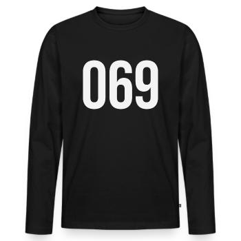 069 - Männer Premium Bio Langarmshirt - Schwarz - Vorne - Nico (187cm)