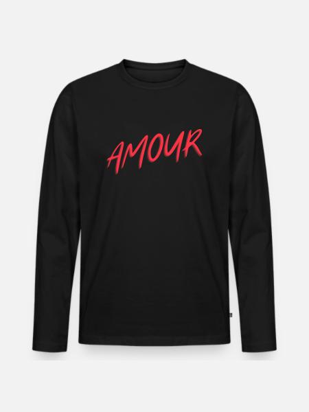 "Amour" red, design t-shirt - Men's Premium Organic Long Sleeve Shirt - black