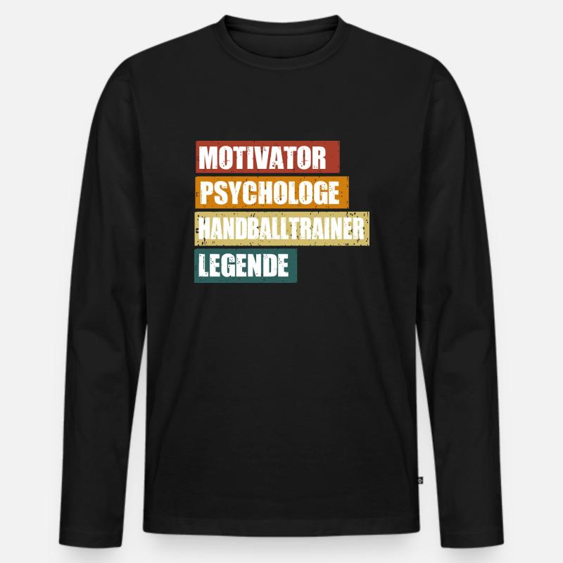 Handballtrainer Spruch - Männer Premium Bio Langarmshirt - Schwarz