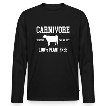 Carnivore Meat Eater Anti Vegan Cool Saying - Men's Premium Organic Long Sleeve Shirt - black - Front - Nico (187cm)