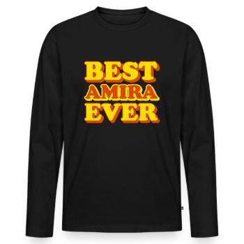 Amira Prénom Cadeau drôle - T-shirt manches longues Premium bio Homme - noir - Devant - Nico (187cm)