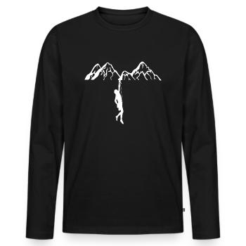 Rock Climbing - Men's Premium Organic Long Sleeve Shirt - black - Front - Nico (187cm)