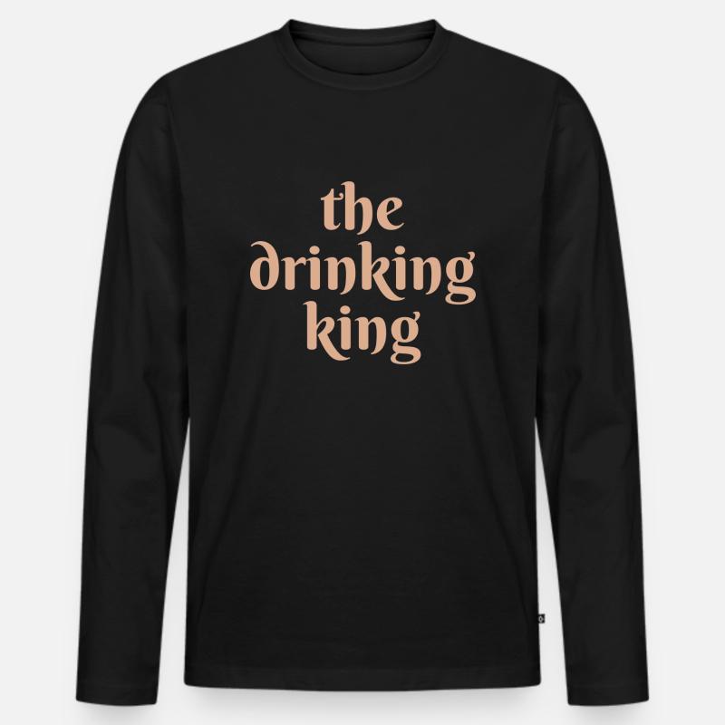 the drinking king - Männer Premium Bio Langarmshirt - Schwarz