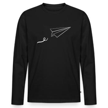Paper airplane - Men's Premium Organic Long Sleeve Shirt - black - Front - Nico (187cm)