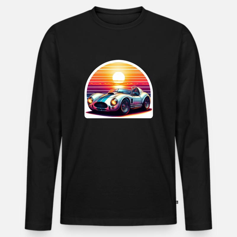 Oldtimer Sonnenuntergang - Männer Premium Bio Langarmshirt - Schwarz