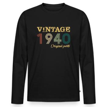 Vintage 1940 Original Parts Year Of Birth Birthday - Men's Premium Organic Long Sleeve Shirt - black - Front - Nico (187cm)