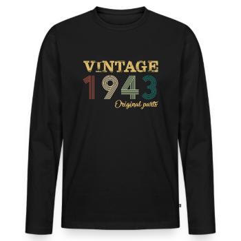 Vintage 1943 Original Parts Year Of Birth Birthday - Men's Premium Organic Long Sleeve Shirt - black - Front - Nico (187cm)