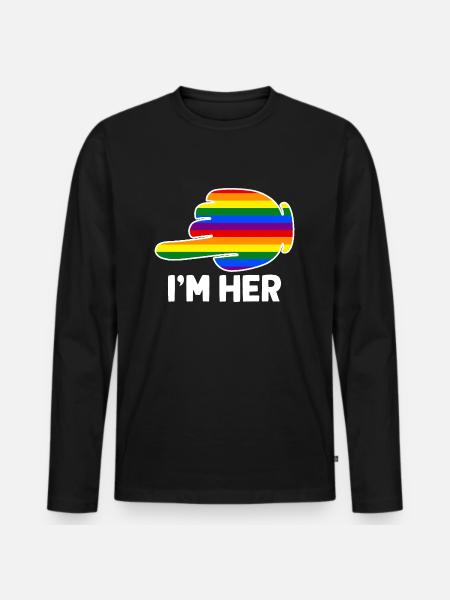 Jeg er hendes regnbue lesbisk par sjov LGBT stolthed - Premium økologisk langærmet T-shirt til mænd - sort