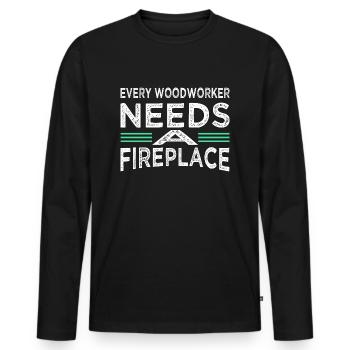 charpentier blague forestier plombier bûcheron cutter - T-shirt manches longues Premium bio Homme - noir - Devant - Nico (187cm)