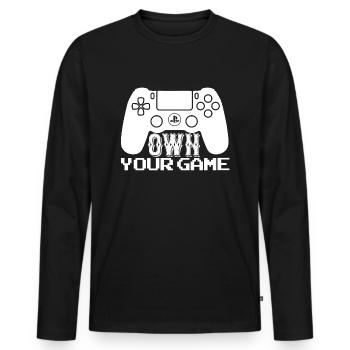 Gamer Game Play Online Computer Gaming Arcade Neon - Men's Premium Organic Long Sleeve Shirt - black - Front - Nico (187cm)