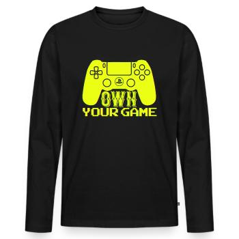 Gamer Game Play Online Computer Gaming Arcade Neon - Men's Premium Organic Long Sleeve Shirt - black - Front - Nico (187cm)