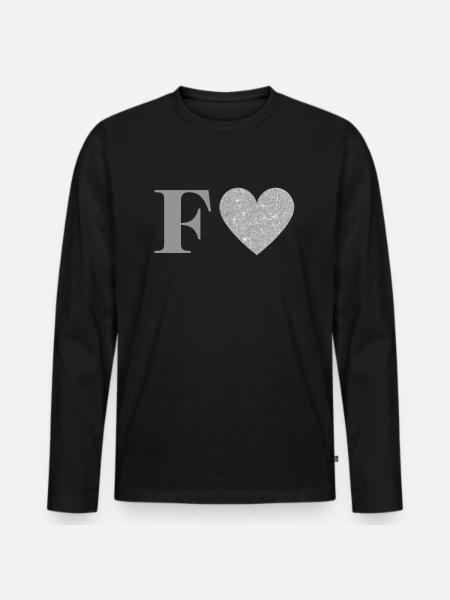 Letter f silver heart - Men's Premium Organic Long Sleeve Shirt - black